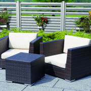 outdoor furniture rattan armchairs and table