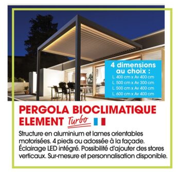 Pergola bioclimatique element gamme turbo (mars 2024)