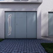 Porte de garage basculante isolé RAL5025 avec portillon et hublot WDEC020